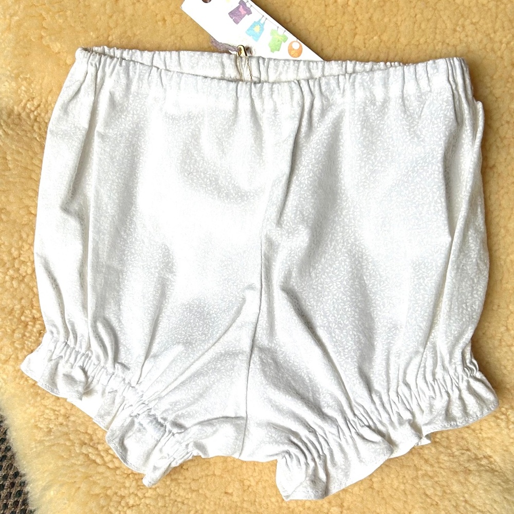 9-12 months Pure White Cotton Bloomers